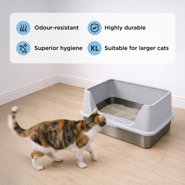 Tidy Tails Odour Control Extra Large Stainless Steel Cat Litter Tray - Product Image 3