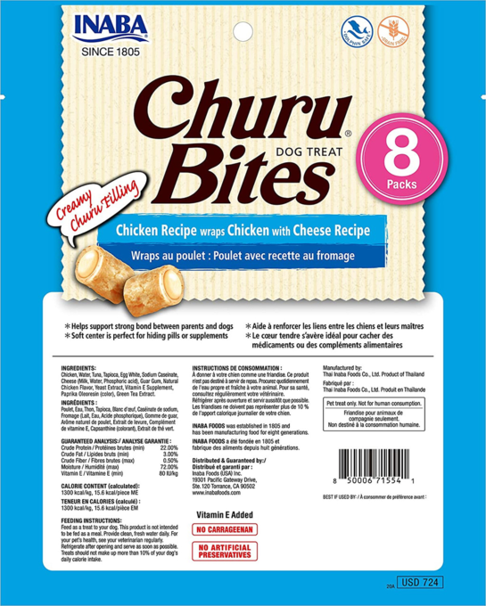 Inaba Churu Bites Chicken Wraps with Cheese Dog Treats - Product Image 1