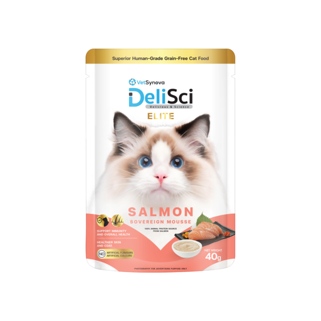 VetSynova DeliSci Elite Salmon Sovereign Mousse Wet Cat Food Topper - Product Image