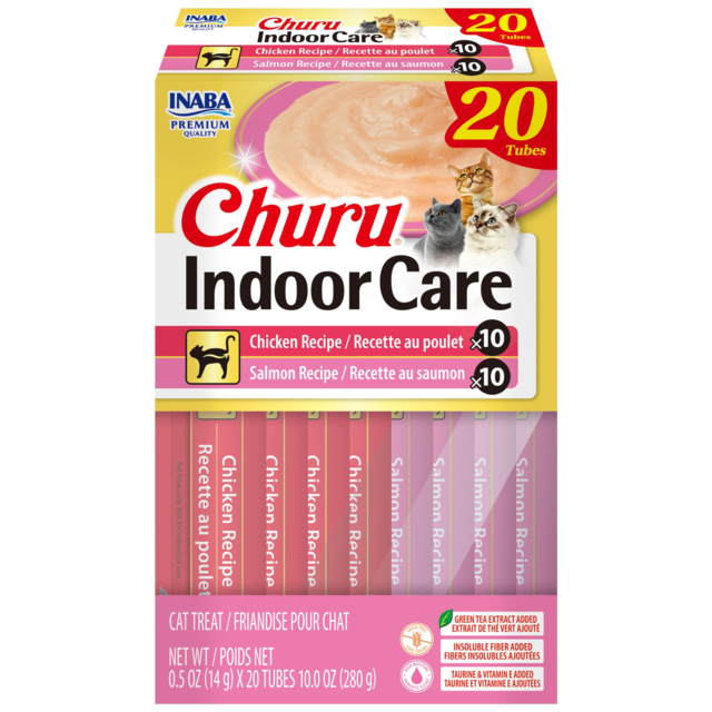 Inaba Churu Indoor & Hairball Care Chicken & Salmon Varieties Box Cat Treats - Product Image