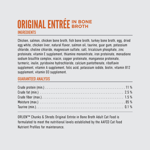Orijen Original Entrée Chunks & Shreds in Bone Broth Wet Cat Food - Product Image 4