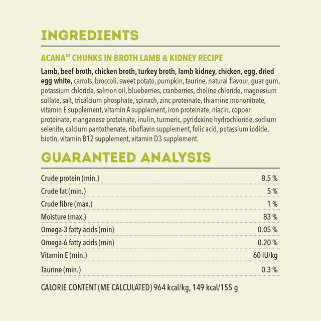 ACANA Lamb & Kidney Recipe Chunks in Broth Wet Cat Food - Product Image 4