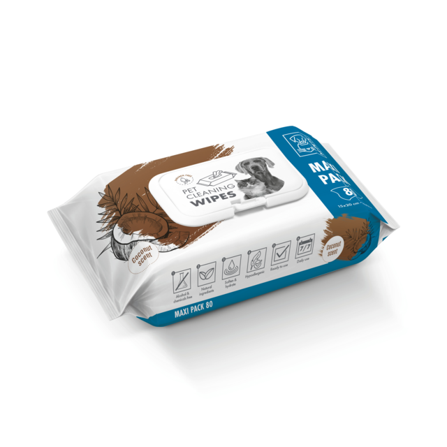 M-PETS Coconut Scented Cat & Dog Cleaning Wipes - Product Image