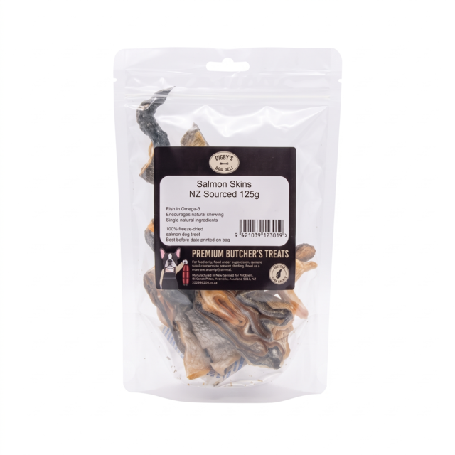 Digby's Dog Deli Locally Sourced NZ Premium Salmon Skin Dog Treats - Product Image
