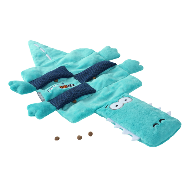 JOYSER Puzzl Croco with Squeakers and Treat Pockets Dog Plush Toy - Product Image