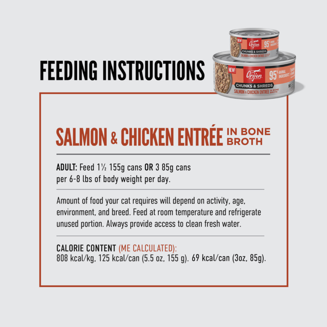 Orijen Salmon & Chicken Entrée Chunks & Shreds in Bone Broth Wet Cat Food - Product Image 3