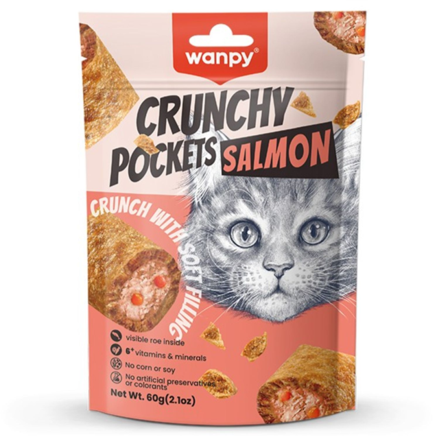 Wanpy Crunchy Pockets Salmon & Roe Cat Treats - Product Image