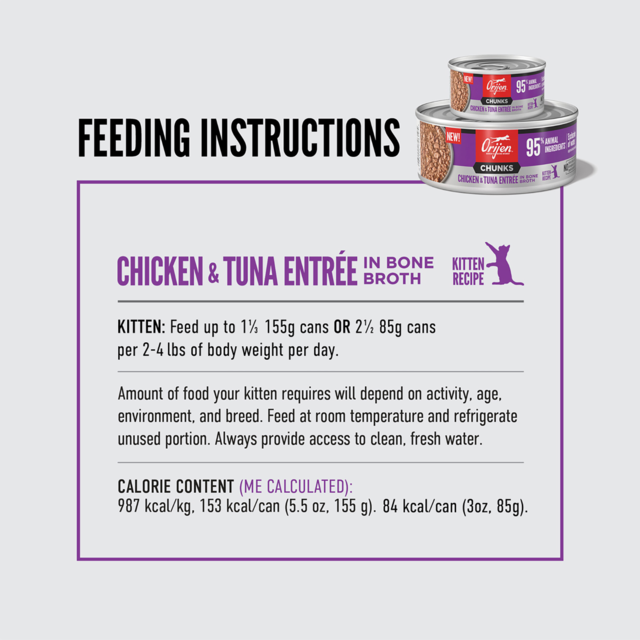 Orijen Kitten Chicken & Tuna Entrée Chunks in Bone Broth Wet Cat Food - Product Image 3