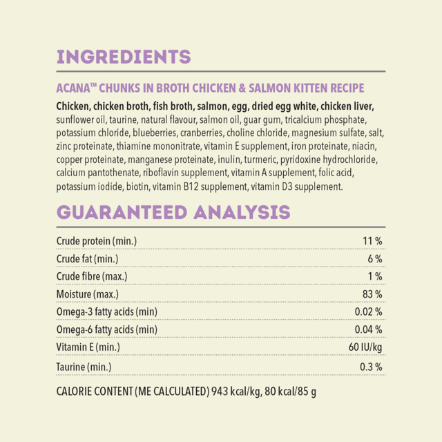 ACANA Kitten Chicken & Salmon Recipe Chunks in Broth Wet Cat Food - Product Image 4