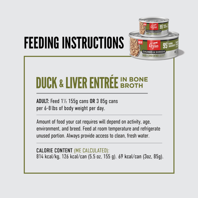 Orijen Duck & Liver Entrée Chunks & Shreds in Bone Broth Wet Cat Food - Product Image 3