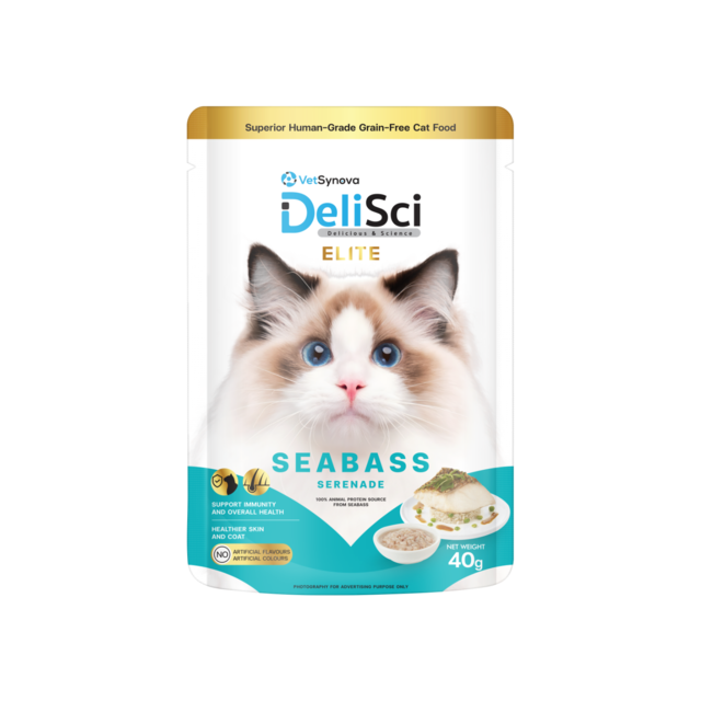 VetSynova DeliSci Elite Seabass Serenade in Broth Wet Cat Food Topper - Product Image