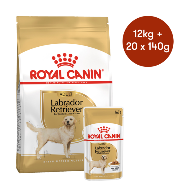 Royal Canin Labrador Retriever Adult Dry Wet Dog Food Bundle