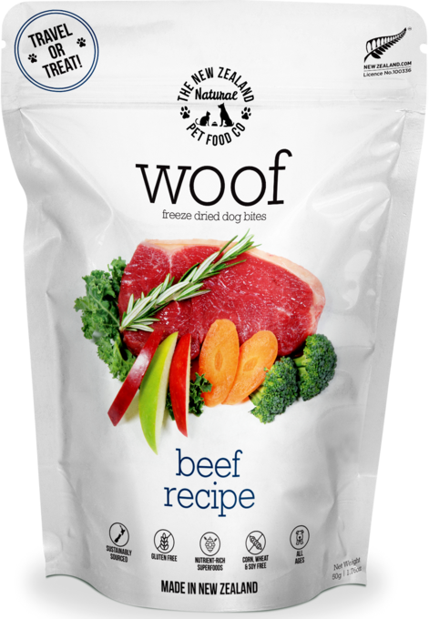 The NZ Natural Pet Food Co Woof Beef Freeze Dried Dog Food - Product Image