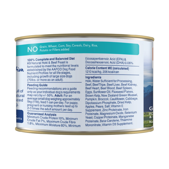 K9 Natural Beef & Hoki Feast Wet Dog Food - Product Image 1