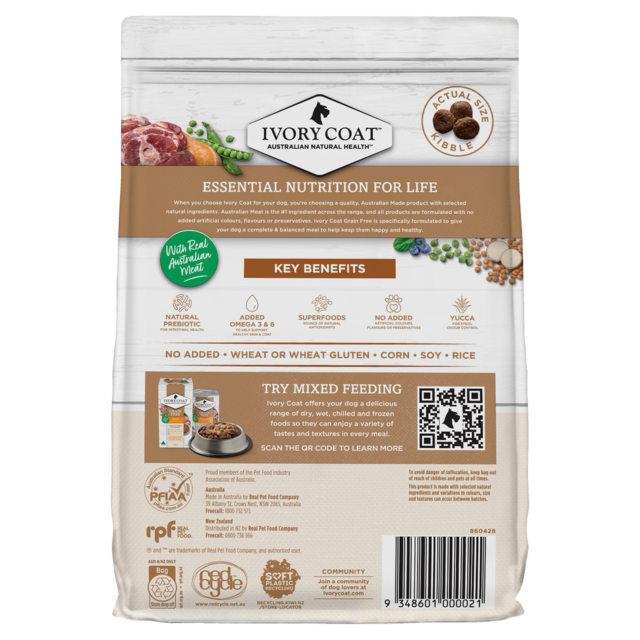 Ivory Coat Grain Free Lamb & Kangaroo Adult Dry Dog Food - Product Image 1