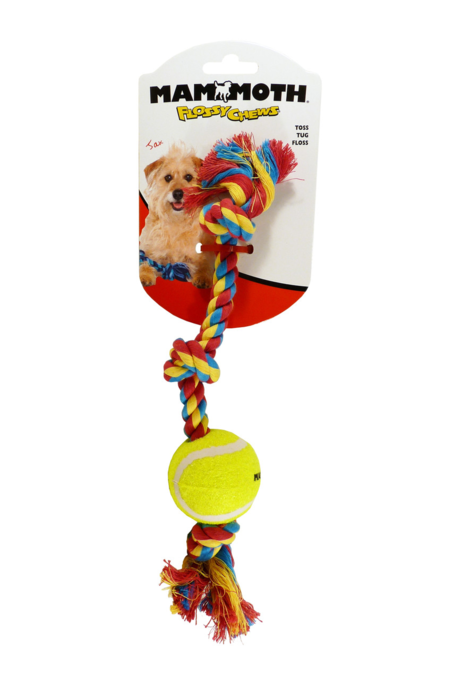 Mammoth Three Knot Tug with Mini Tennis Ball Dog Toy - Product Image