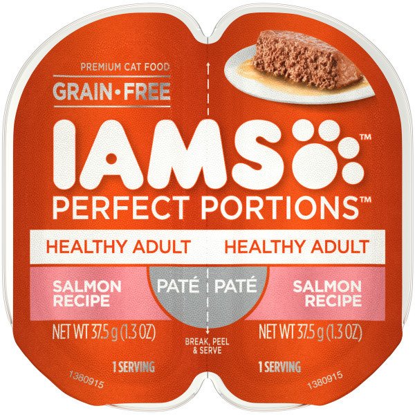 IAMS Perfect Portions Healthy Adult Salmon Pate Wet Cat Food - Product Image