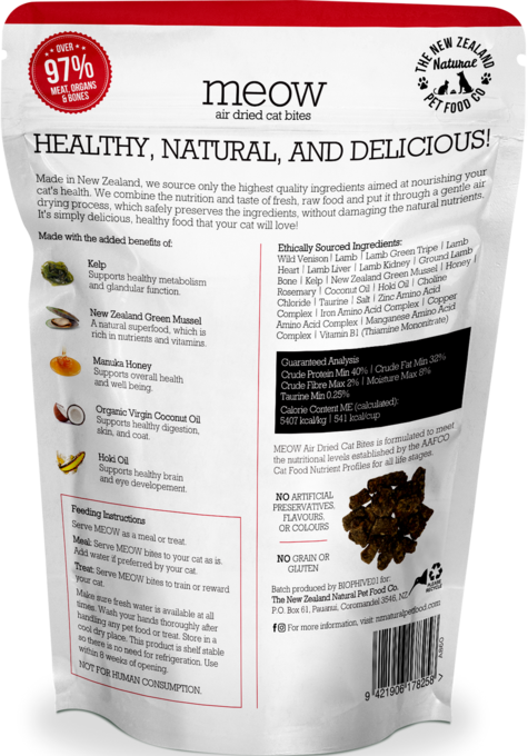 The NZ Natural Pet Food Co Meow Venison Air Dried Cat Food - Product Image 1