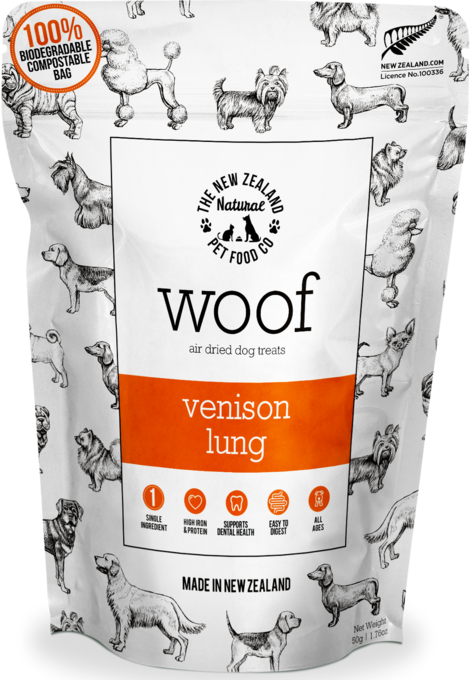 The NZ Natural Pet Food Co Woof Venison Lung Dog Treats - Product Image