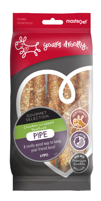 Yours Droolly Chicken Wrapped Beefhide Pipe Dog Treats - Product Image