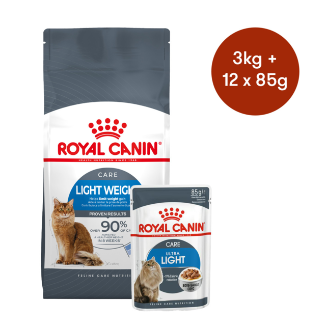 Royal Canin Light Weight Care Dry + Wet Cat Food Bundle - Product Image