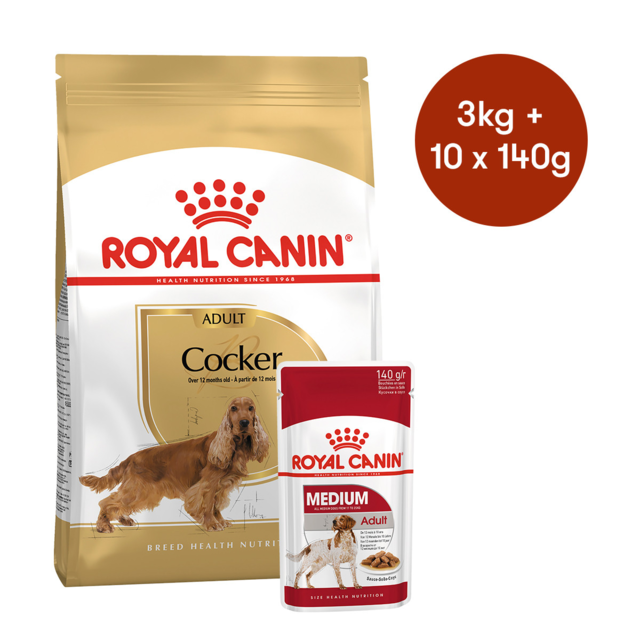 Royal Canin Cocker Spaniel Adult Dry + Wet Dog Food Bundle - Product Image