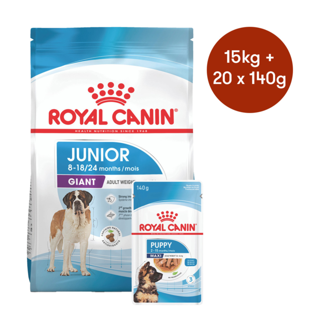 Royal Canin Giant Junior Dry + Wet Dog Food Bundle - Product Image