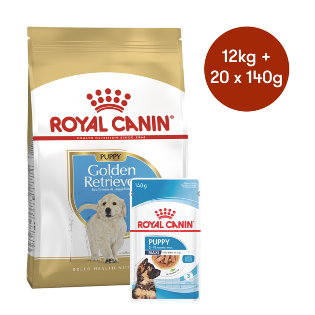 Royal Canin Golden Retriever Puppy Dry + Wet Dog Food Bundle - Product Image