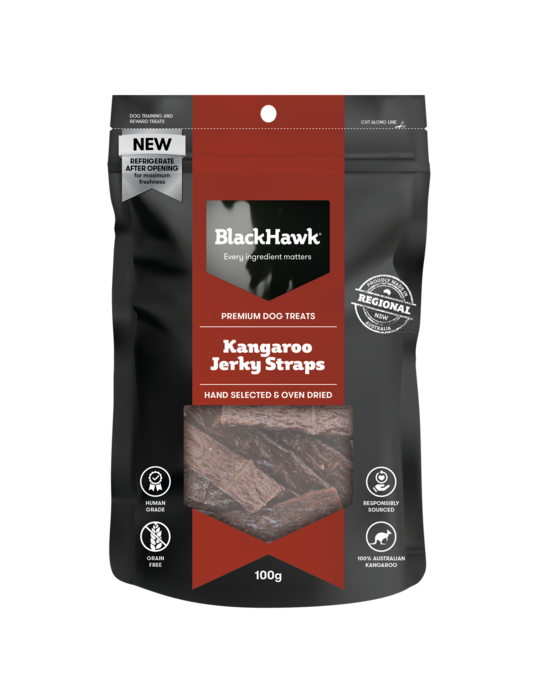 Black Hawk Kangaroo Jerky Straps Dog Treats - Product Image 1