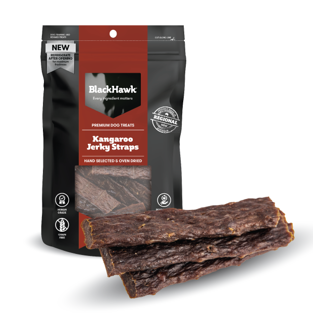 Black Hawk Kangaroo Jerky Straps Dog Treats - Product Image