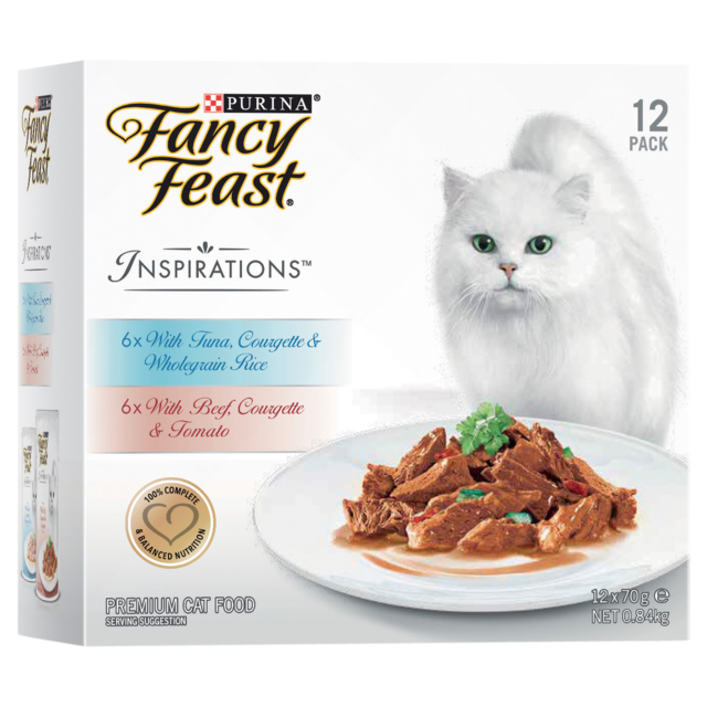 Fancy Feast Inspirations Tuna Courgette & Rice and Beef Courgette & Tomato Wet Cat Food Pack - Product Image