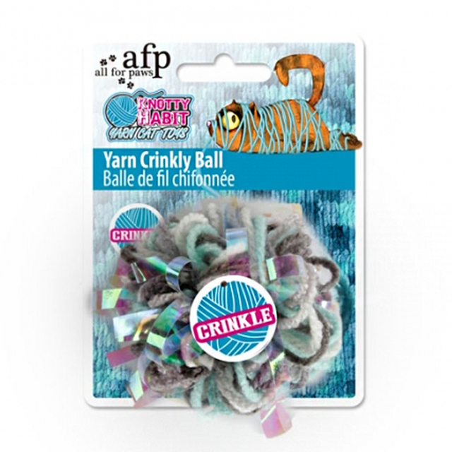 All For Paws Knotty Habit Yarn Crinkly Ball Cat Toy - Product Image