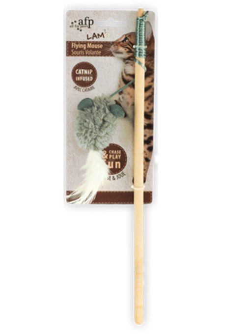 All For Paws Lambswool Flying Mouse Wand Cat Toy - Product Image