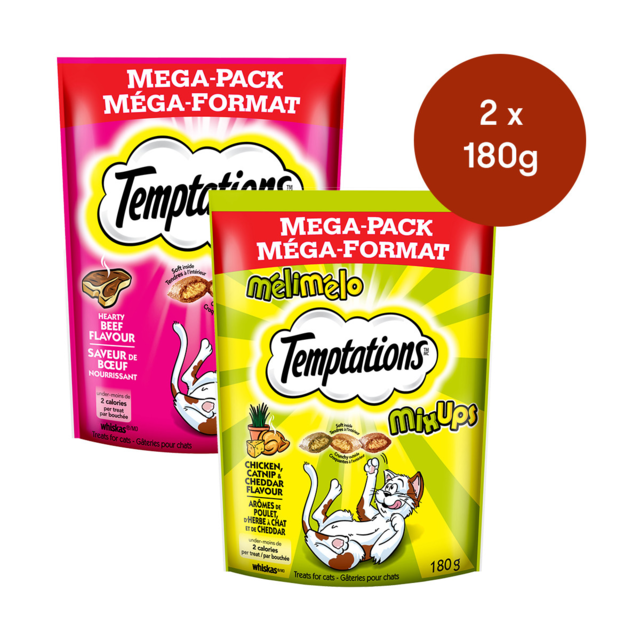 Temptations Hearty Beef + Chicken, Catnip & Cheddar Cat Treats Bundle - Product Image