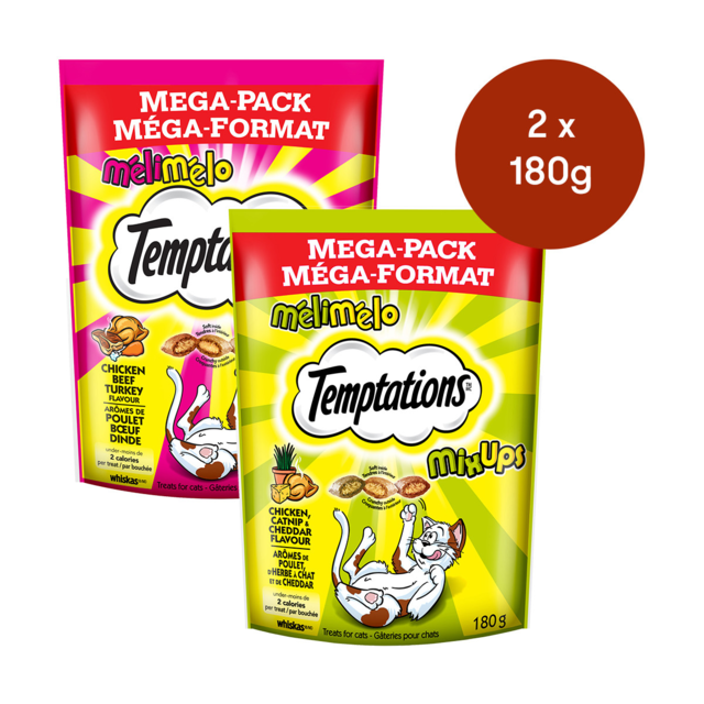 Temptations Chicken, Beef & Turkey + Chicken, Catnip & Cheddar Cat Treats Bundle - Product Image