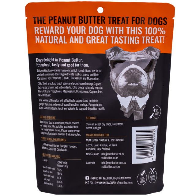 Mutt Butter Peanut Butter, Pumpkin & Chia Seed Cookies Dog Treat - Product Image 1