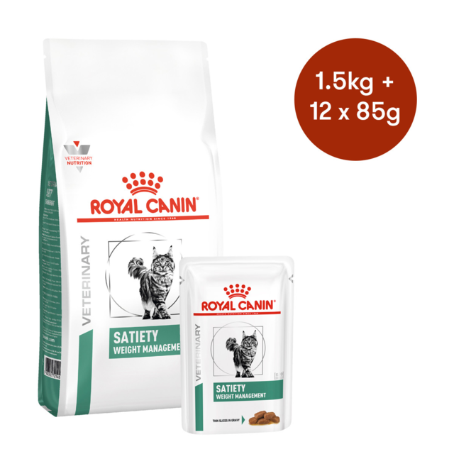 Royal Canin Vet Satiety Weight Management Dry + Wet Cat Food Bundle - Product Image