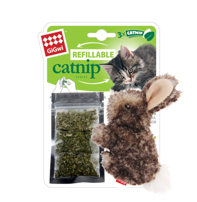 GiGwi Refillable Catnip Teabag Rabbit Cat Toy - Product Image