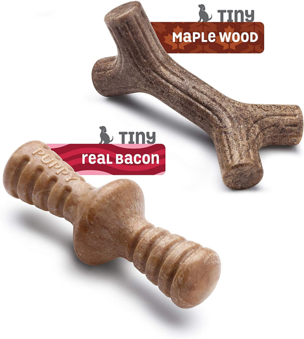 Benebone Puppy 2-Pack Maplestick & Zaggler Bacon Tiny Chew Toys - Product Image 4