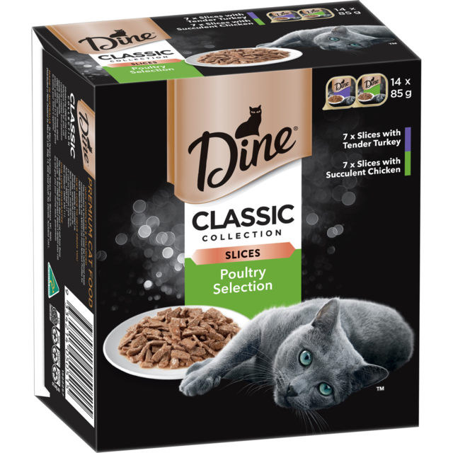 Dine Classic Collection Slices Poultry Selection Adult Wet Cat Food Pack - Product Image