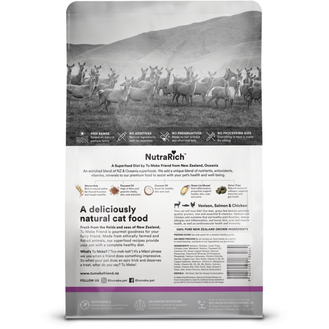 Tu Meke Friend  Venison Salmon and Chicken Air Dried Cat Food - Product Image 1