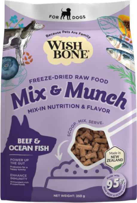 Wishbone Mix & Munch Beef & Ocean Fish Freeze Dried Dog Food Topper - Product Image