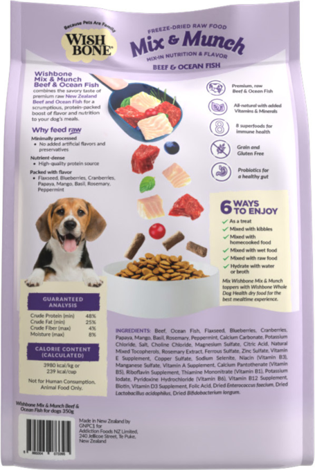 Wishbone Mix & Munch Beef & Ocean Fish Freeze Dried Dog Food Topper - Product Image 1