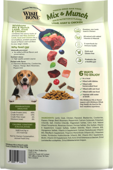 Wishbone Mix & Munch Lamb Goat & Chicken Freeze Dried Dog Food Topper - Product Image 1
