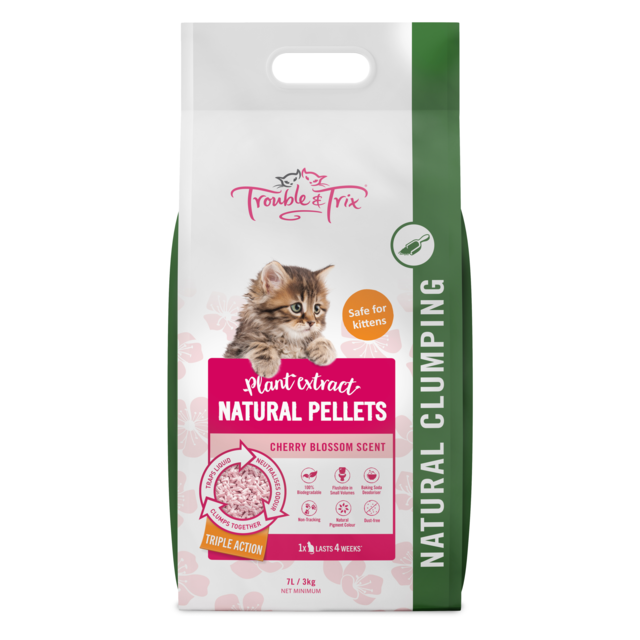 Trouble & Trix Natural Cherry Blossom Scent Pellet Cat Litter Pet Direct