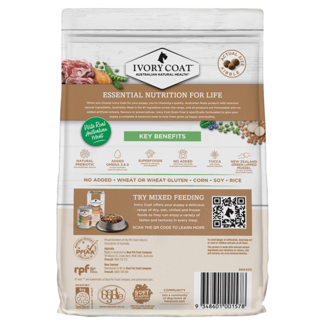 Ivory Coat Grain Free Lamb Large Breed Puppy Dry Dog Food Pet Direct