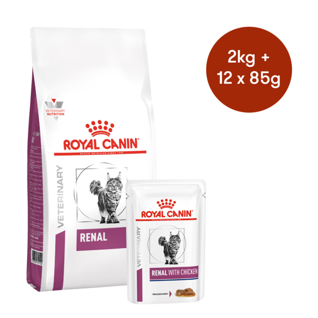 Royal Canin Vet Renal Dry + Chicken Renal Wet Cat Food Bundle Pet Direct