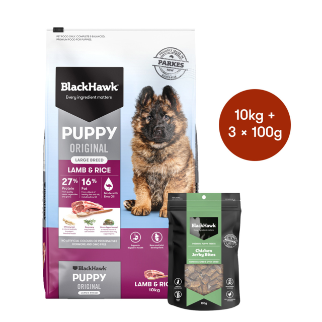 Black Hawk Original Large Breed Puppy Lamb & Rice Food & Treat Bundle Pet Direct