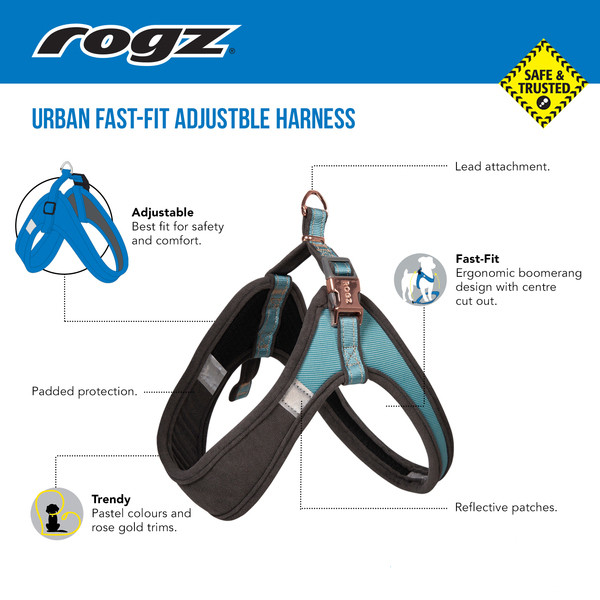 Rogz Urban Adjustable Fast Fit Dog Harness Pet Direct