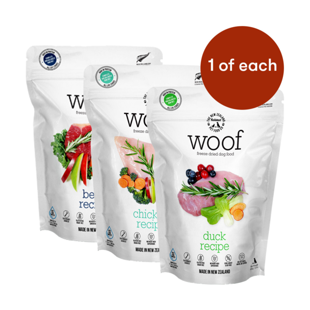 The NZ Natural Pet Food Co Woof Freeze Dried Mixed Flavour Bundle Pet
